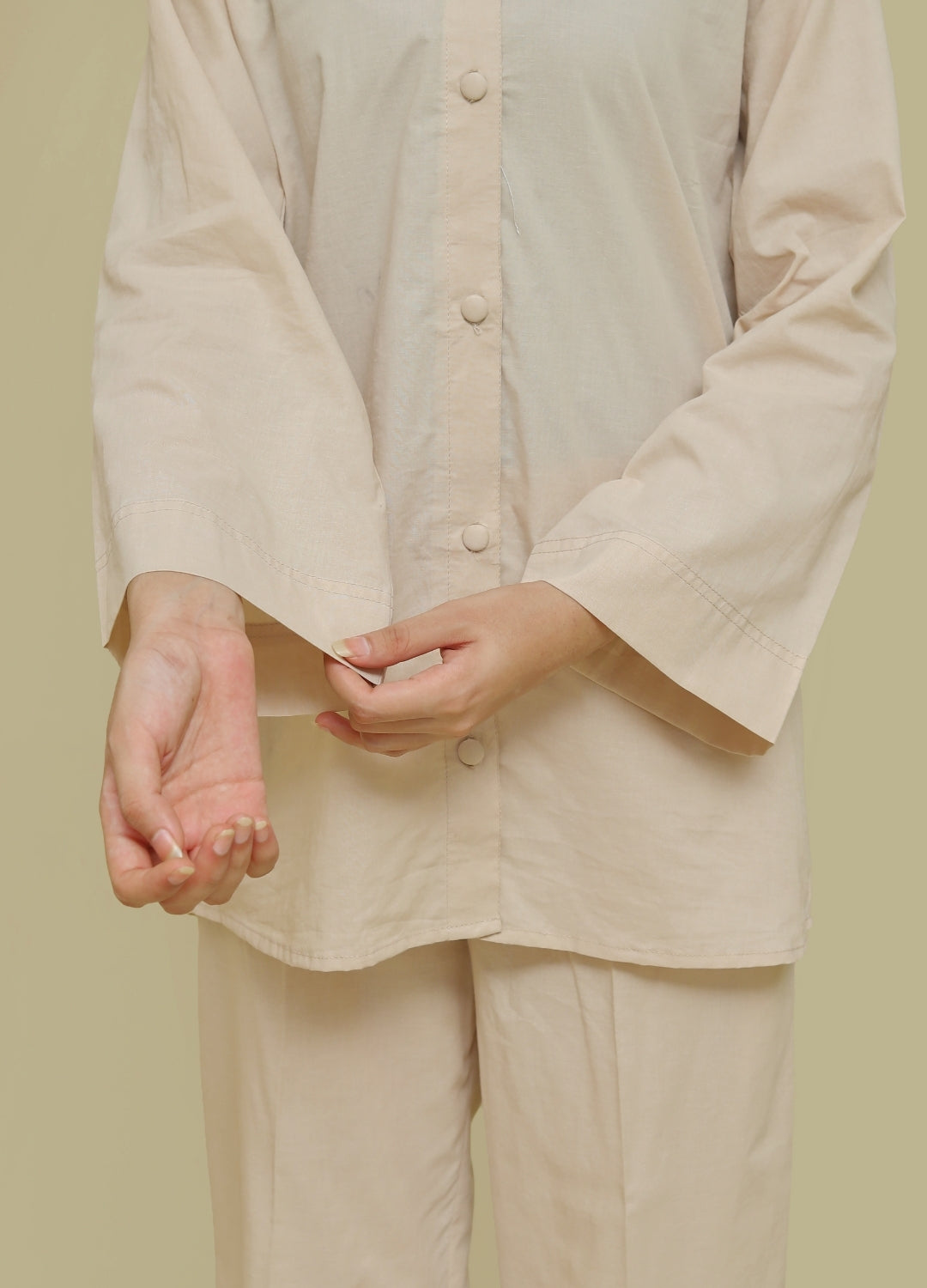 Button-Down Co-ord Set — Dusty Beige