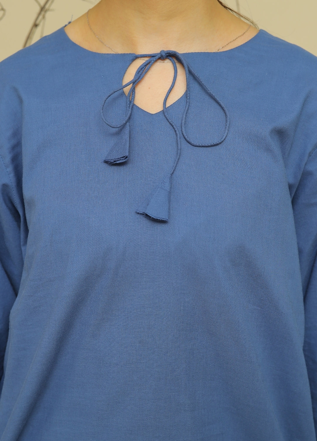 Scalloped Kurti & Farshi Shalwar — Slate Blue