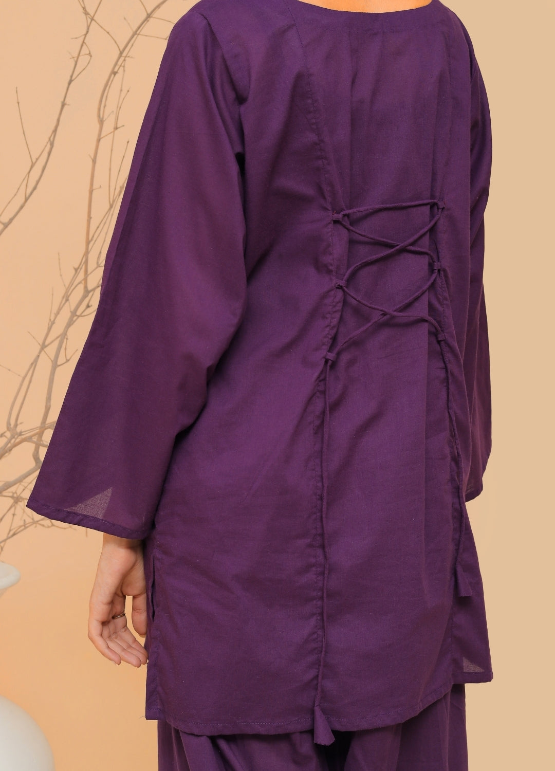 Corset Kurti &amp; Farshi Shalwar — Deep Plum