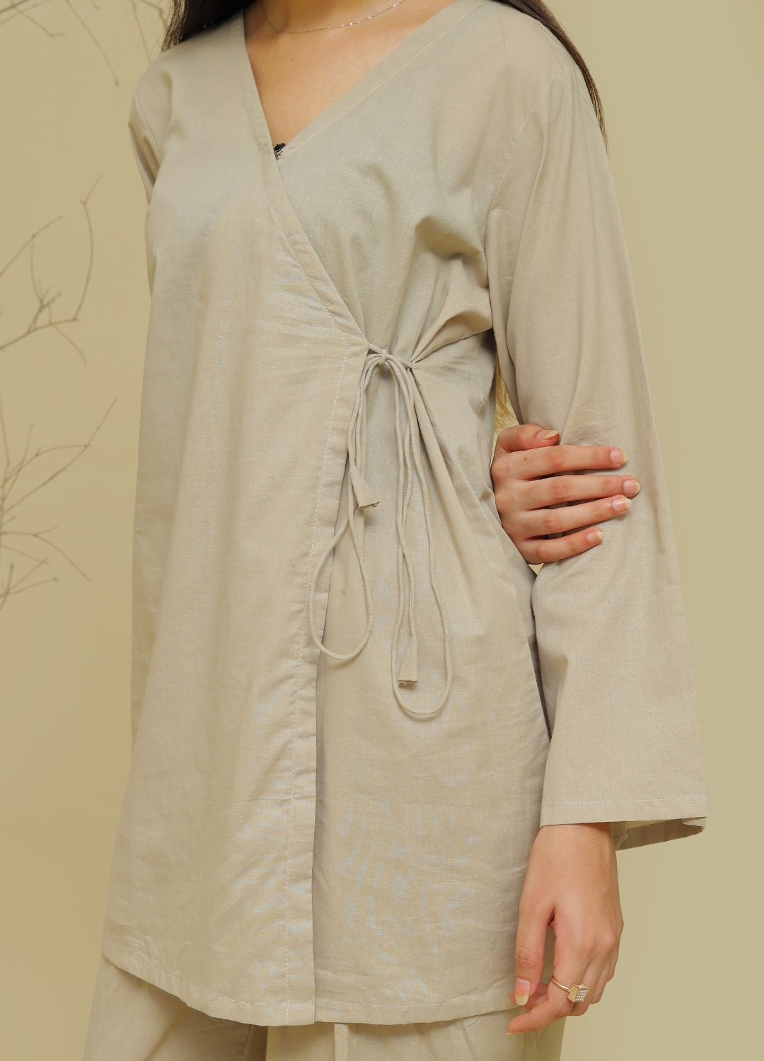 Side-Slit Co-ord Set — Olive Taupe