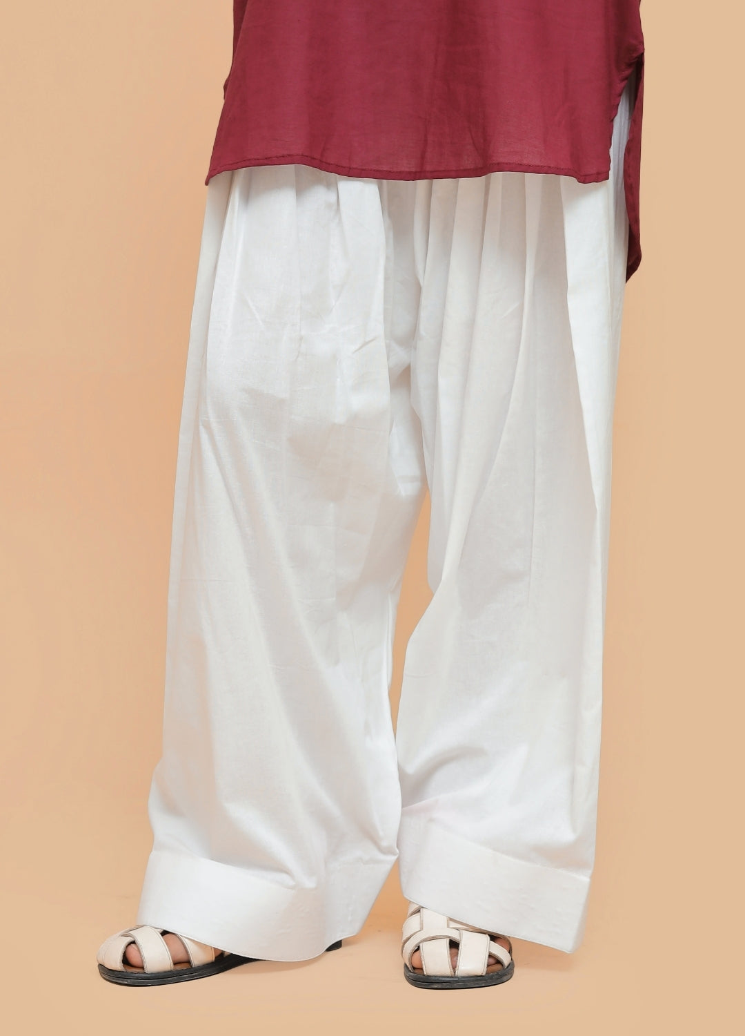 Plain Kurti & Farshi Shalwar — Maroon