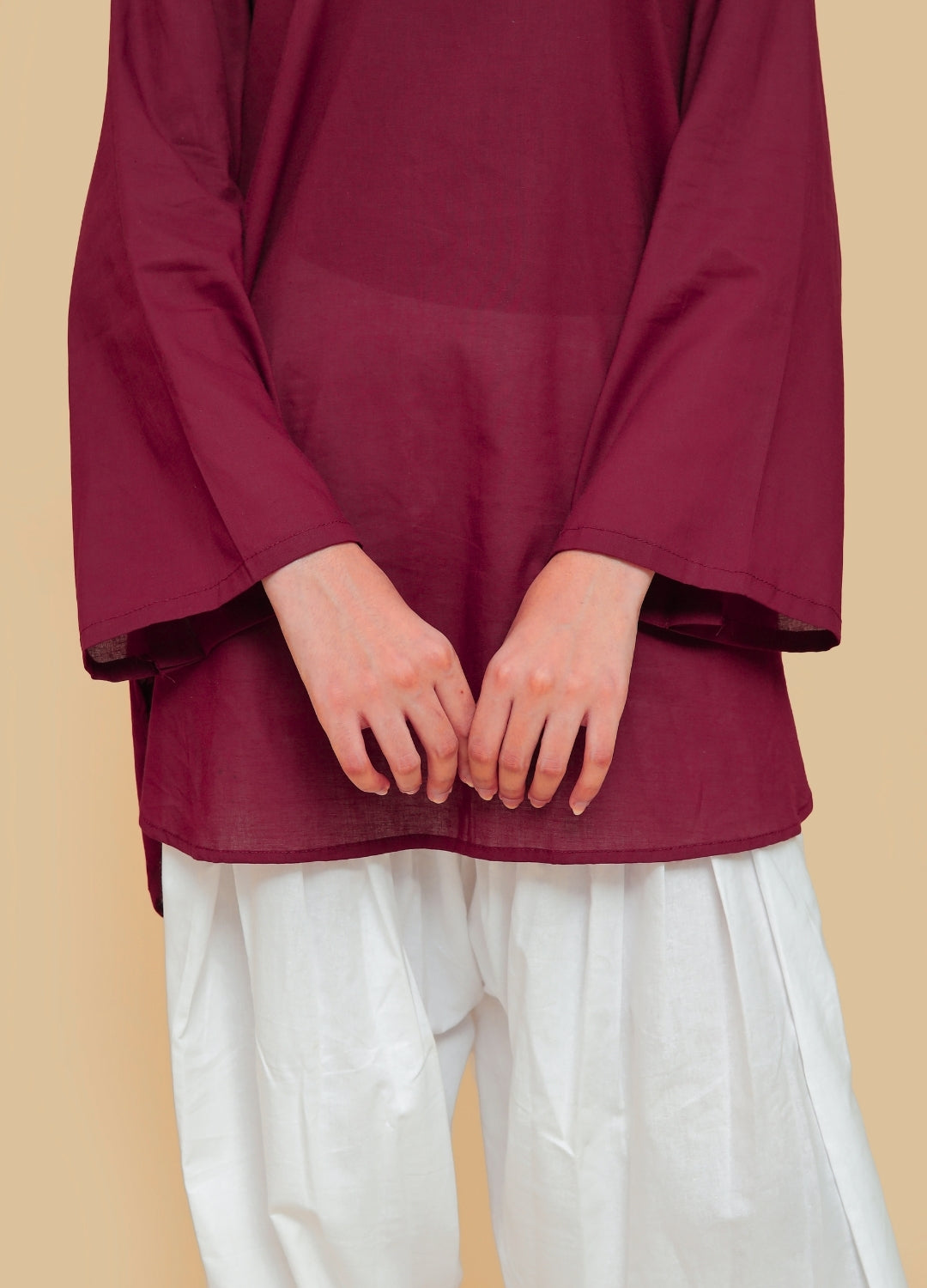 Plain Kurti & Farshi Shalwar — Maroon