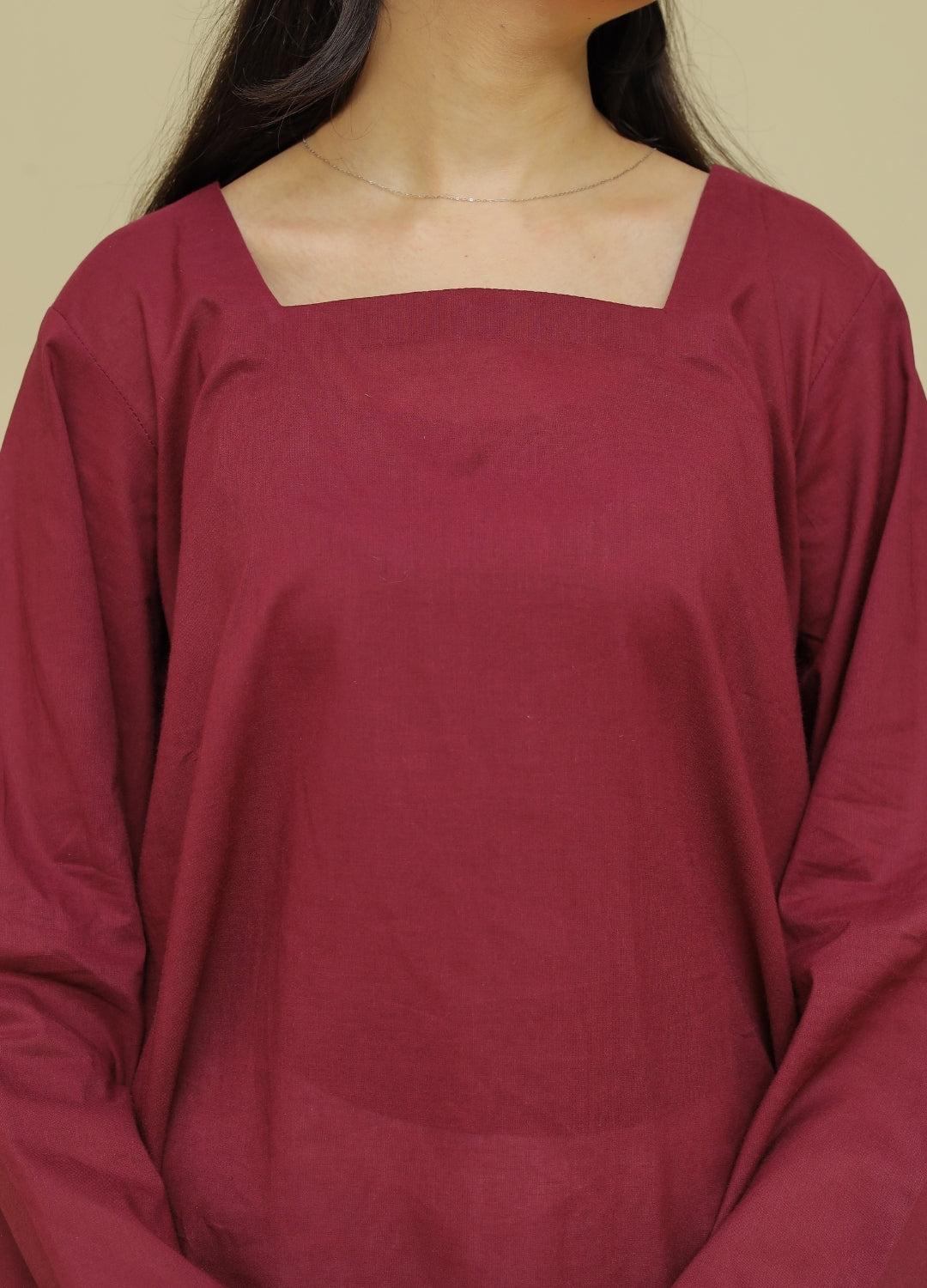 Plain Kurti & Farshi Shalwar — Maroon