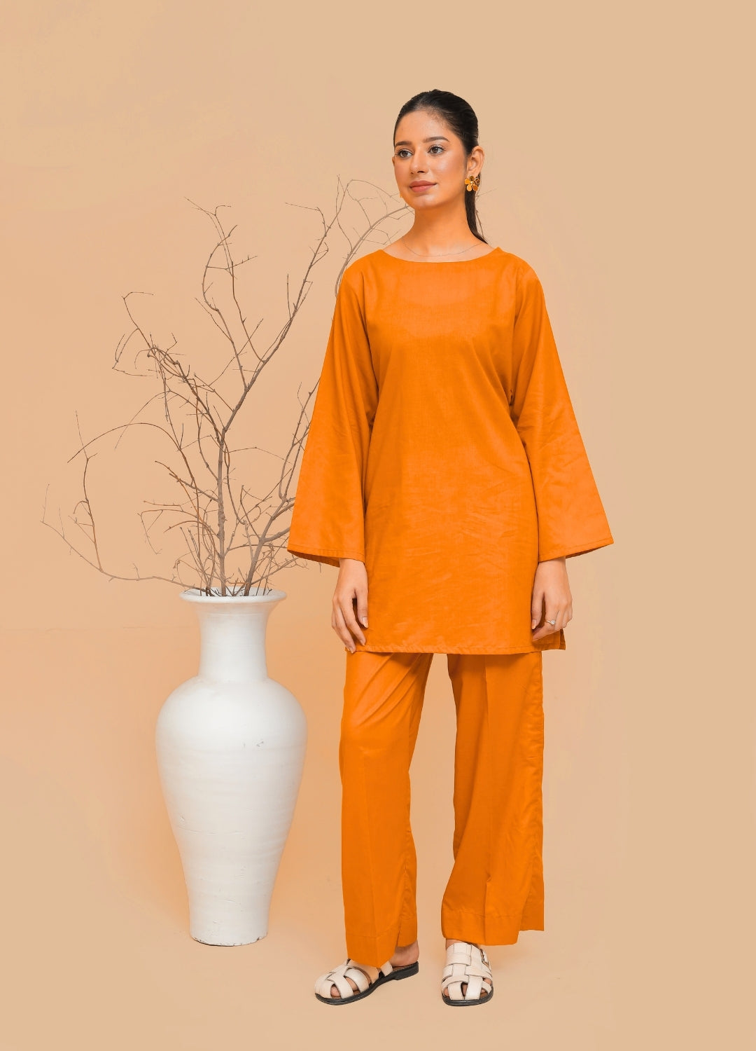 Adjustable-Top Co-ord Set — Marigold Orange