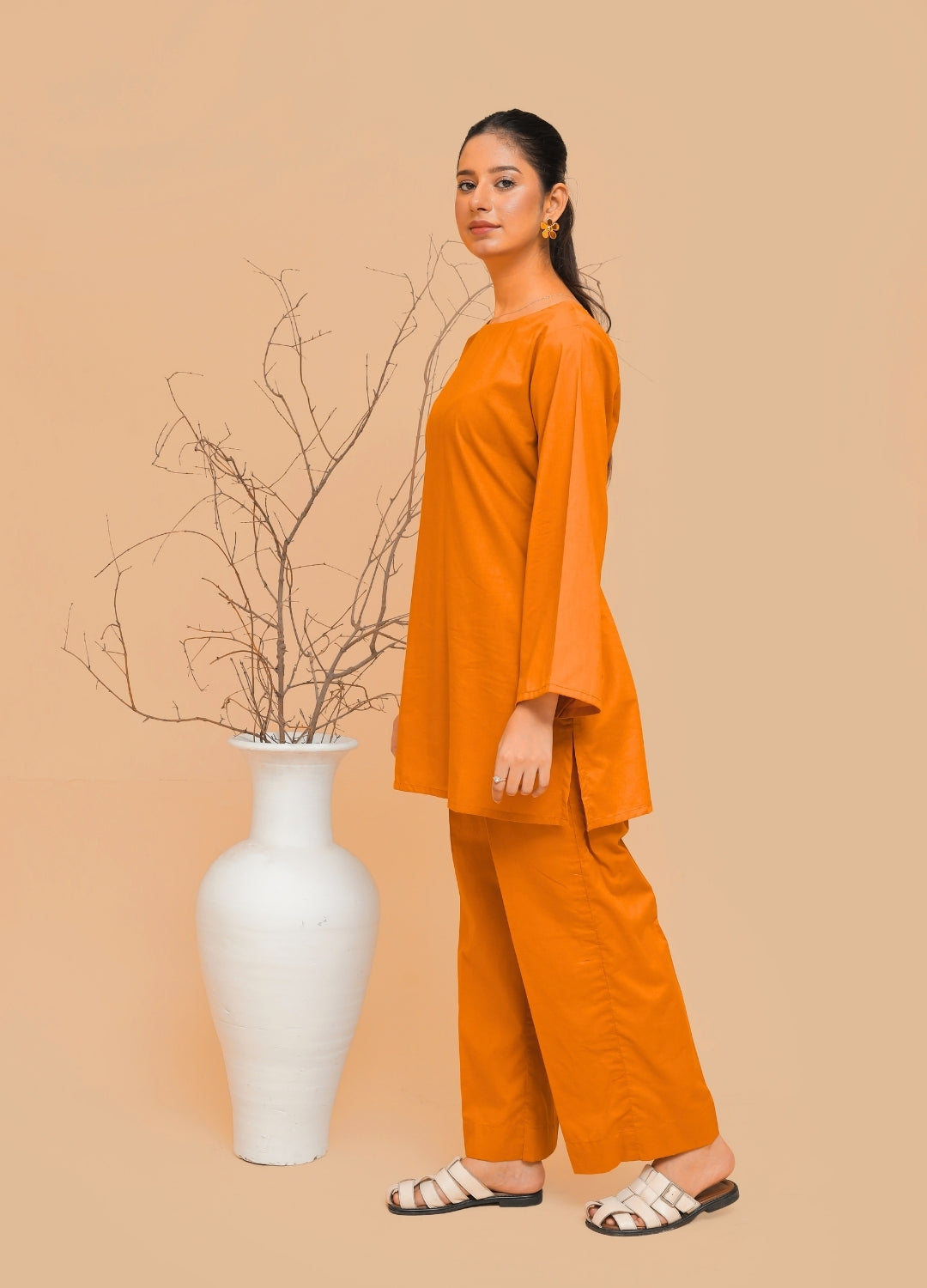 Adjustable-Top Co-ord Set — Marigold Orange