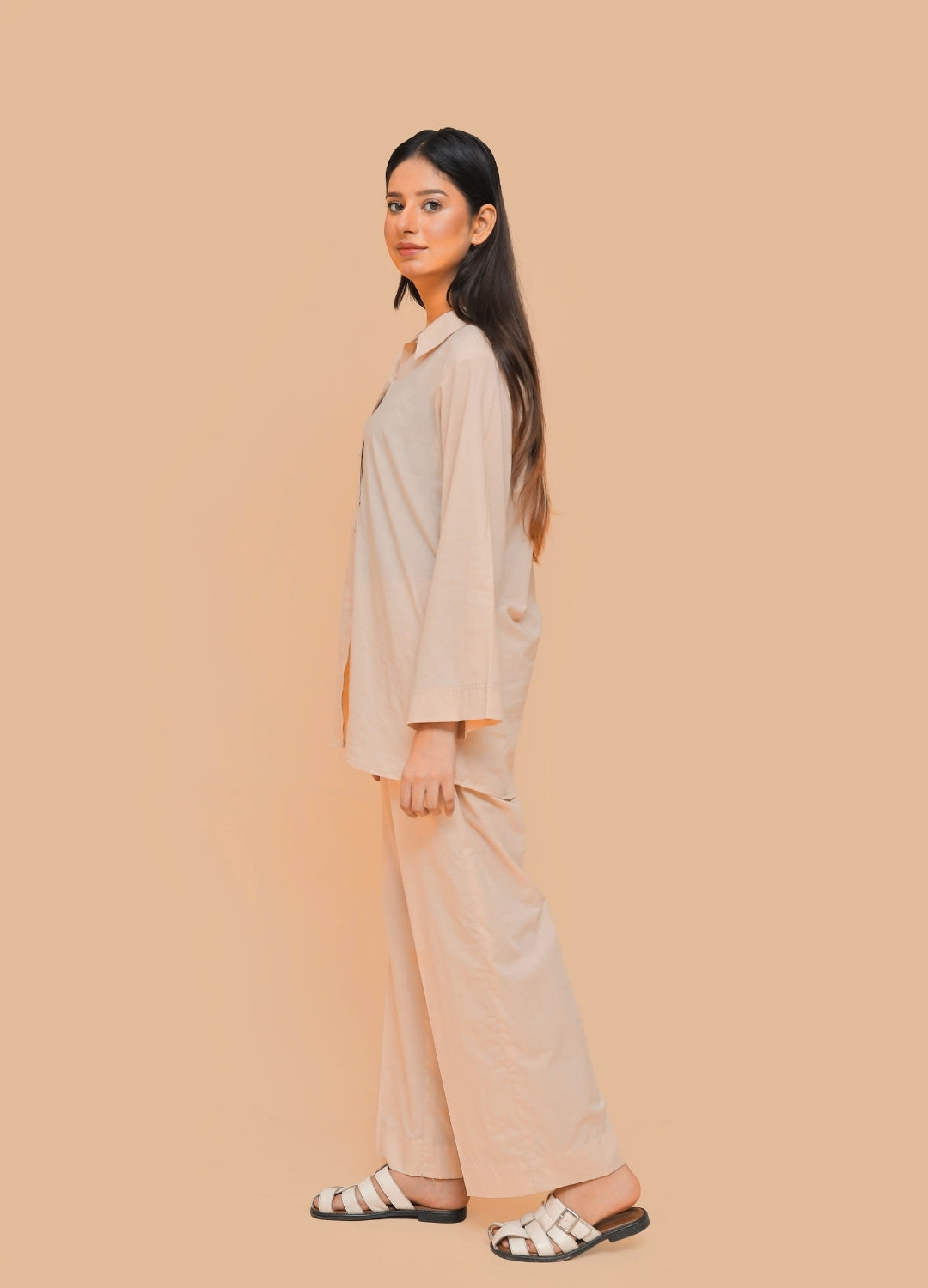 Button-Down Co-ord Set — Dusty Beige