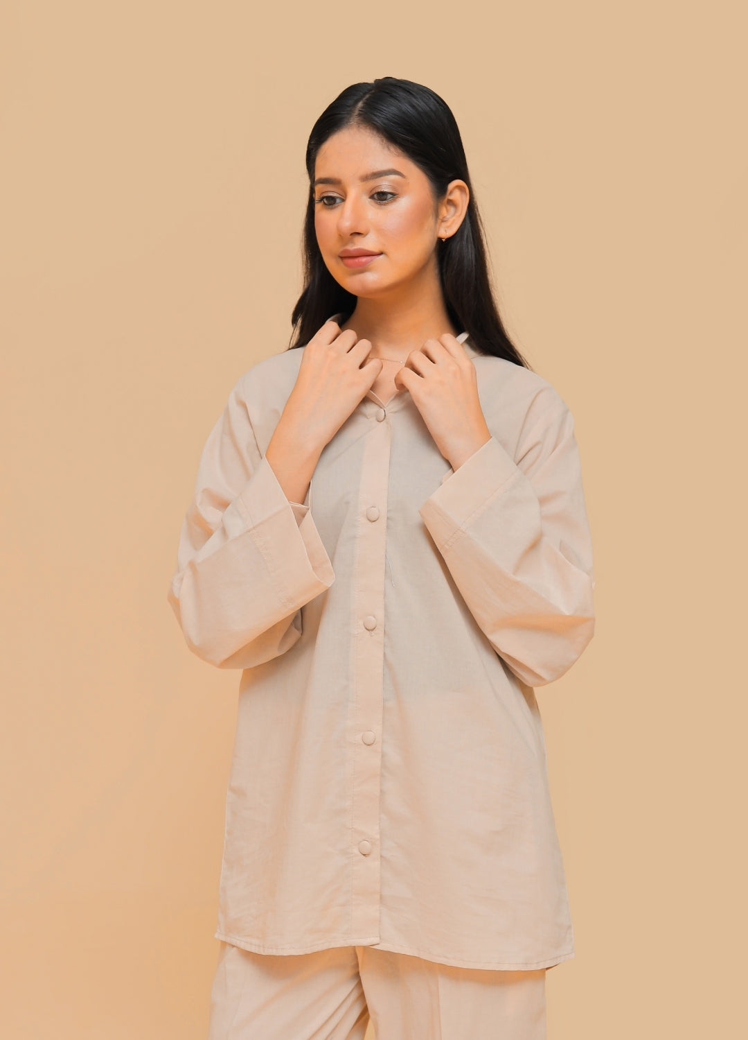 Button-Down Co-ord Set — Dusty Beige